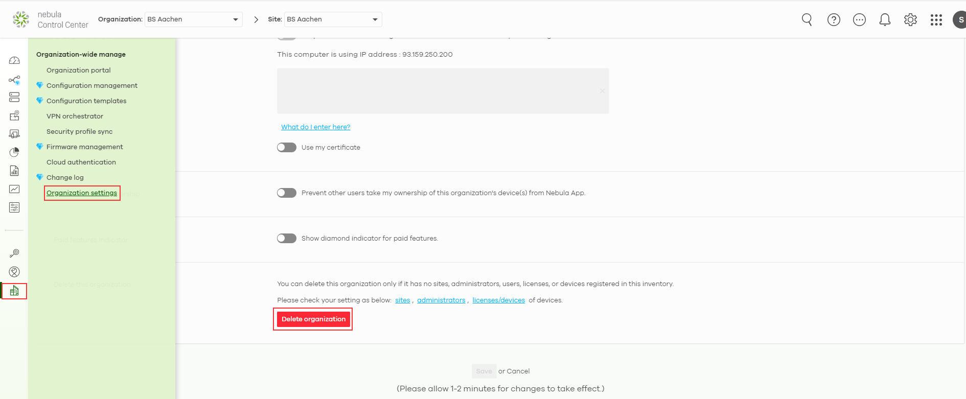 Nebula [Site/Organization] - How to create/delete or change owner ...