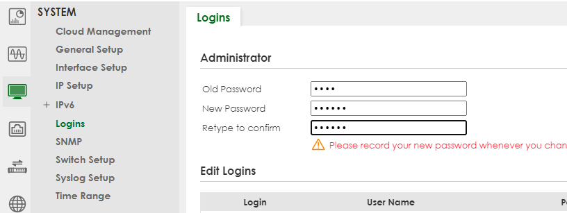 Network Switch - Change the default admin password of the switch ... image.