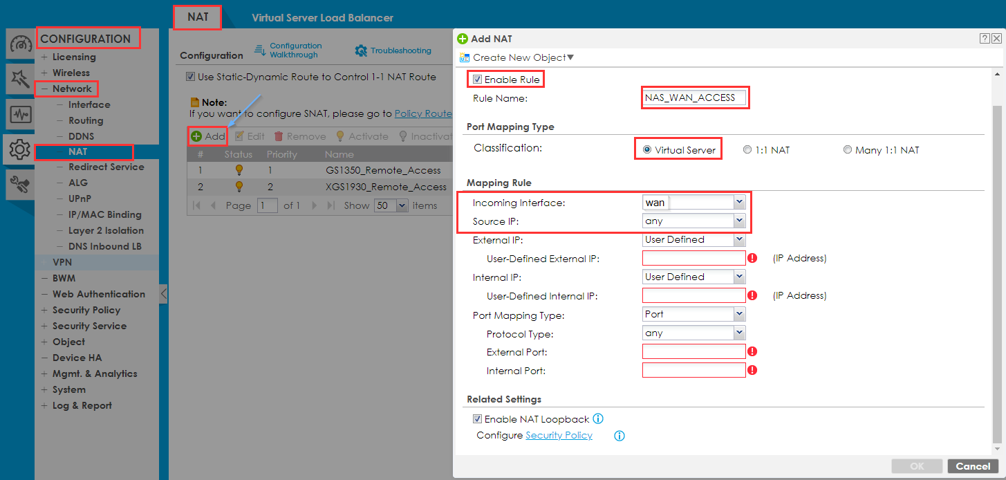 Zyxel Firewall Port Forwarding [NAT] - Настройка виртуального сервера  (переадресация портов) на USG /USG FLEX/ATP/VPN – Zyxel Support Campus EMEA