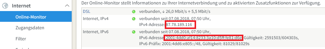  IP provided by the ISP,