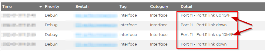 multiple switch-ports constantly show event log messages