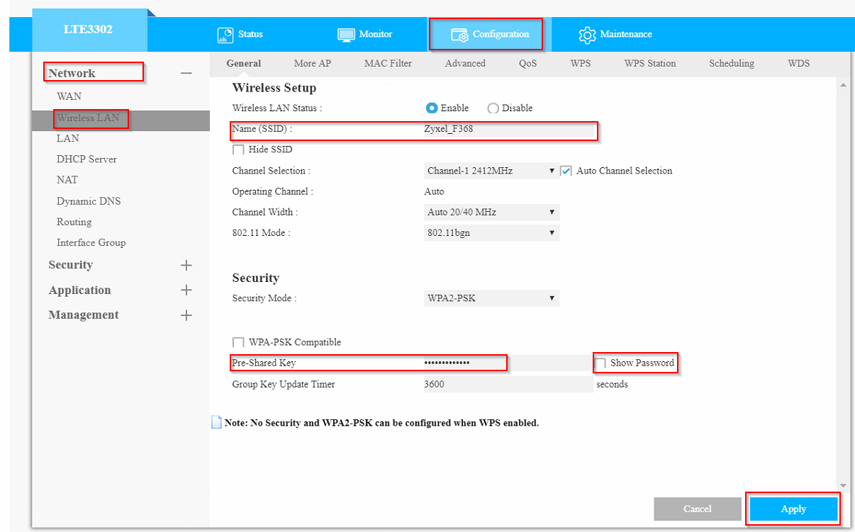 Как настроить wifi. Lte3302 настройка Wan. Функция configure WIFI. ZYXEL 3302. Inbox WIFI настройка.