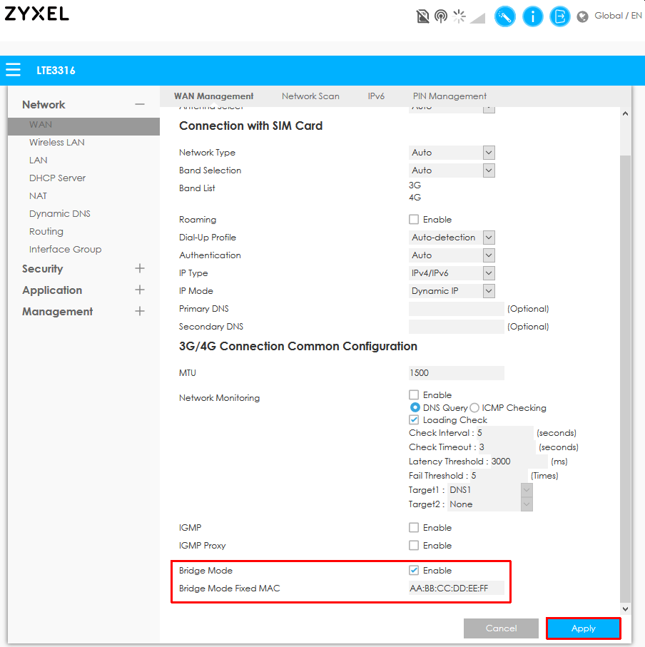 What is the procedure to configure bridge on the LTE3316? – Zyxel Support Campus EMEA