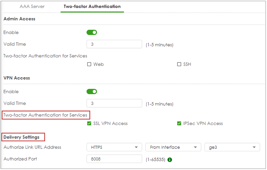 Configure valid time and login service types