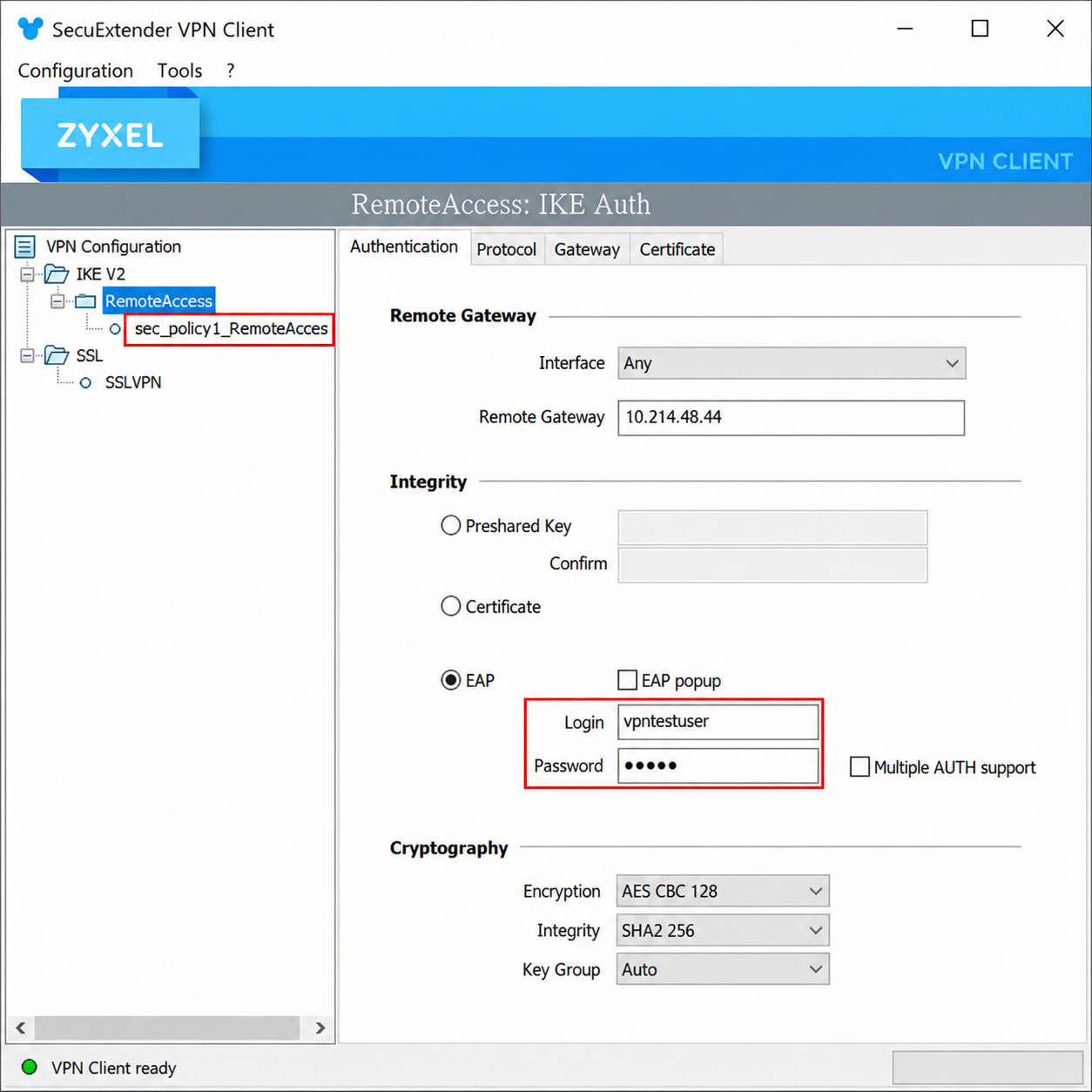Test the Result Remote Access VPN (IKEv2) 