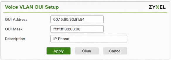 Configure:  OUI Address: 00:15:65:93:81:54  OUI Mask: ff:ff:ff:00:00:00  Description: IP Phone