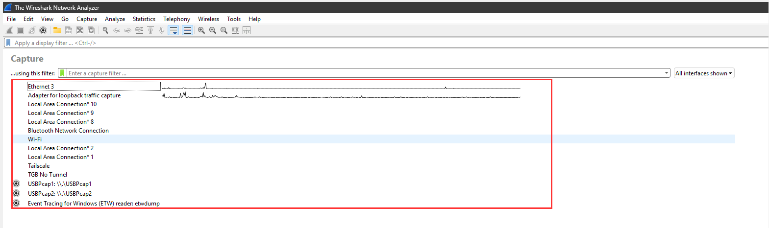 Open Wireshark
