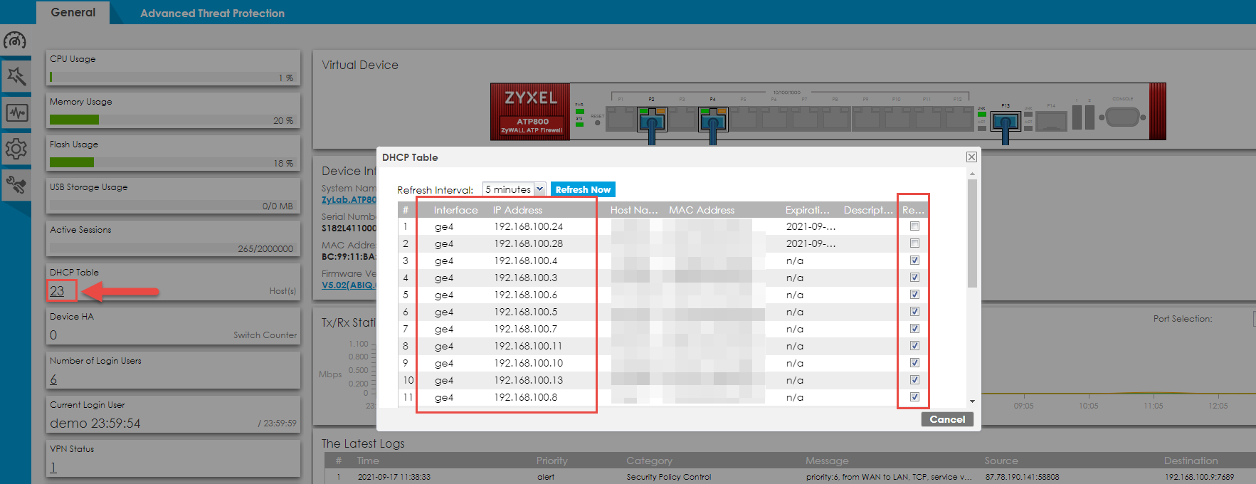 New usage of DHCP Table in USG FLEX/ATP/VPN Series – Zyxel Support ...